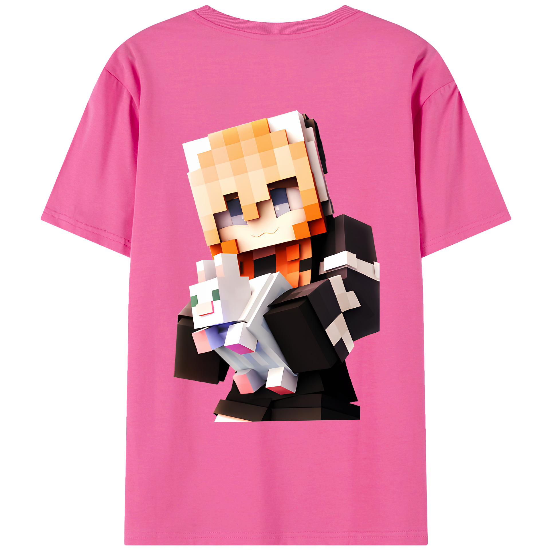（画像用） マインクラフト ブロックの世界 Minecraft MC Block world レディース半袖Tシャツ(バックプリント)